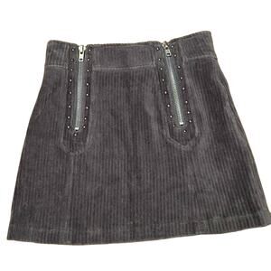 POL Grey Miniskirt - corduroy with zippers - small tear